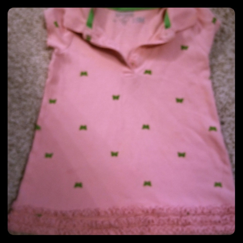 OshKosh pink dress with green butterflies